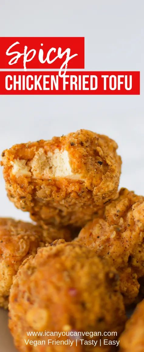 Spicy Chicken Fried Tofu | ICanYouCanVegan Spicy Chicken Fried Tofu Chicken Fried Tofu, Cook Tofu, Tofu Nuggets, Tofu Recipes Vegan, Fried Tofu, Fried Chicken Recipes, Chicken Fried, Krispy Kreme, Tofu Recipes