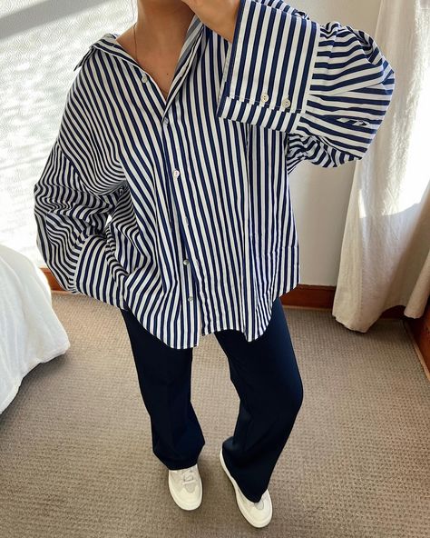 Oversized striped shirts for spring🫐✨🐚💫 top - @hm trousers - @loveandroses (previously gifted) trainers - @asos @newbalance Oversized Shirt Outfit, Oversized Striped Shirt, Striped Shirts, Spring Tops, Casual Style Outfits, Oversized Shirt, Striped Shirt, Shirt Outfit, Casual Style