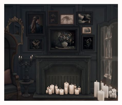 Dark Academia House, Sims 4 Cc Goth, Dark Academia Wall Art, Academia Wall Art, Gothic Academia, Goth Houses, Sims 4 Hair Male, Dark Academia Wall, Dark Academia Wallpaper