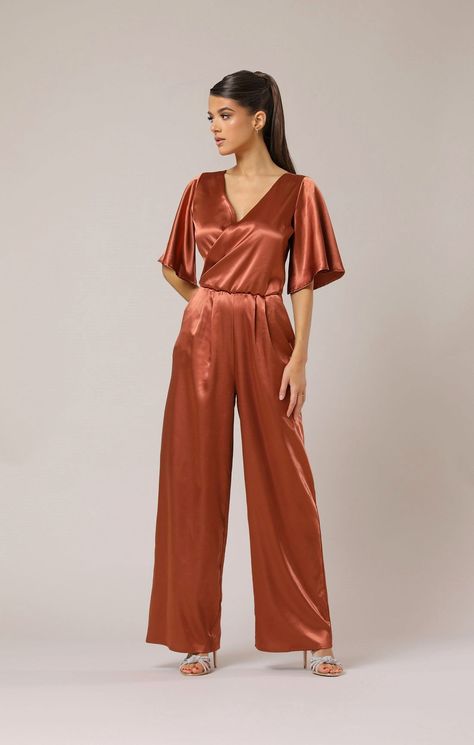 Copper Jumpsuit, Jumpsuit Bridesmaid, Jumpsuit Satin, Jumpsuit Formal, Jumpsuit Prom, Night Jumpsuit, Jumpsuit Wedding Guest, Bridesmaid Jumpsuit, Cocktail Jumpsuit