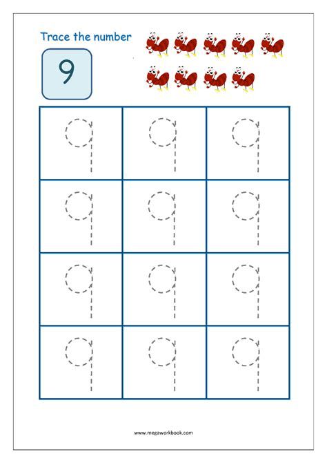 Number 9 Tracing Worksheet, Tracing Numbers Free Printable 1-10, Number 9 Worksheets For Preschool, Number 9 Worksheet, Kids Learning Numbers, Number Tracing Worksheets, Easy Math Activities, Kindergarten Math Worksheets Free, Tracing Numbers