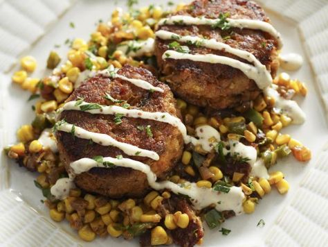 Low Country Deviled Crab Cakes With Fried Corn, Deviled Crab Recipe, Fried Corn Recipe, Summer Vegetable Pasta, Deviled Crab, Seafood Cravings, Kardea Brown, Rainbow Cheesecake, Tv Recipes