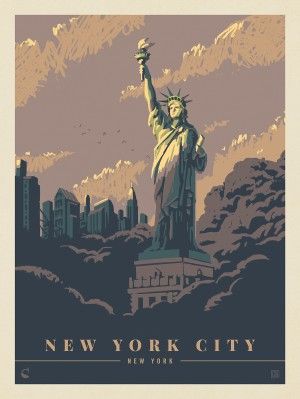 Usa New York, Anderson Design Group, New York Poster, Vintage Poster Design, The Statue Of Liberty, Retro Travel Poster, Usa Art, American Travel, National Park Posters