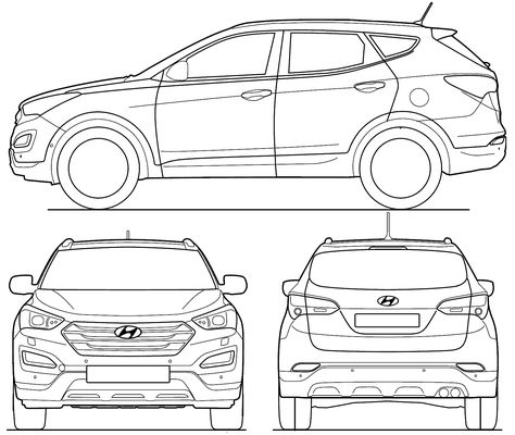 Hyundai Santa Fe blueprint Car Dimensions, Auto Hyundai, Blueprint For 3d Modeling, Alto Car, Art Deco Design Graphics, Cardboard Car, Classic Campers, Truck Tank, Jeep Wrangler Accessories