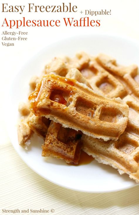 A little breakfast meal prep and you'll always have an easy morning! These Freezable Applesauce Waffles are gluten-free, vegan, allergy-free, and dippable! Applesauce Waffles, Toddler Breakfast, Egg Free Recipes, Vegan Kids, Breakfast Meal, Tofu Scramble, Easy Morning, Allergy Free Recipes, Free Meal