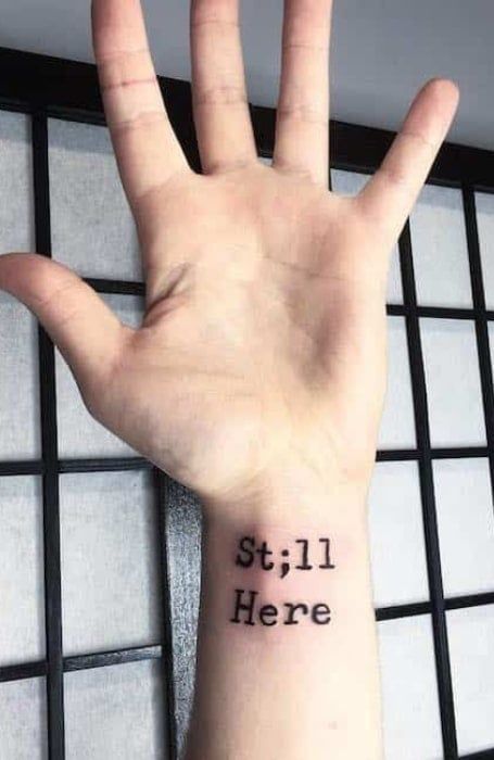 30 Semicolon Tattoo Designs Ideas & Meaning - The Trend Spotter I Was Not Built To Break Tattoo, Semi-colon Tattoo Meaning Quote, Still Here Tattoo, Smol Tattoos, Deep Tattoos, Semicolon Wrist Tattoo, Heart Semicolon, Semicolon Tattoos, Here Tattoo