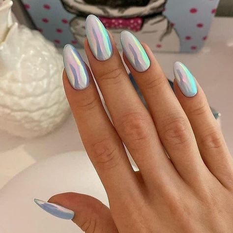 Nail Ideas Easy, Chrome Nail Colors, Nail Ideas Simple, Aqua Nails, Chrome Nails Designs, Fall Gel Nails, Trendy Products, Neon Nails, Holographic Nails