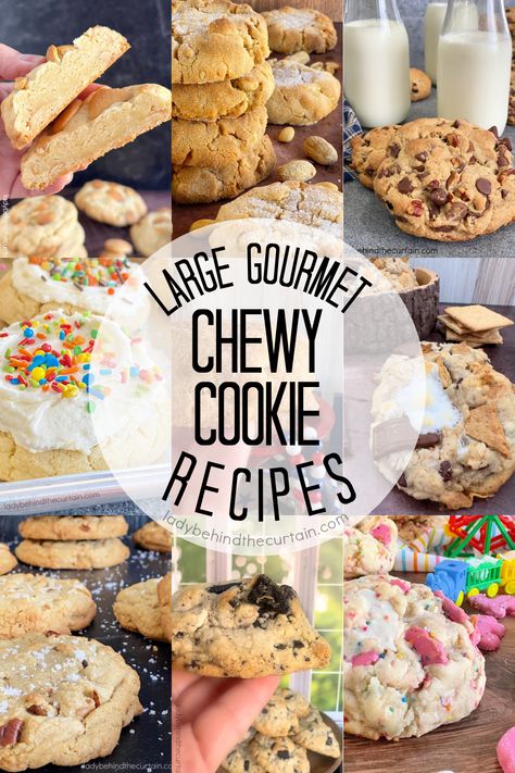 13 Large Gourmet Chewy Cookie Recipes Best Decorating Cookie Recipe, Cookies That Make Large Batches, Dessert Cookie Recipes, Jumbo Lemon Cookies, Best Thick Cookie Recipes, Craig’s Cookies Recipe, Cookie Recipes To Sell, Thick Gooey Cookies, Large Snickerdoodle Cookies