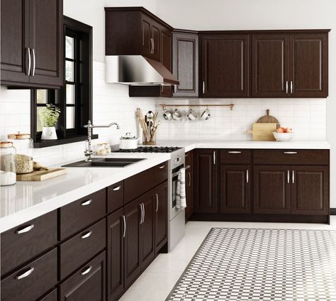 Shop our Kitchen Cabinets Department to customize your Madison Pantry Cabinets in Java today at The Home Depot. Home Depot Kitchen Cabinets, Hiasan Dalaman Dapur, Dapur Moden, Kitchen Cabinets Home Depot, Espresso Kitchen Cabinets, Home Depot Kitchen, Espresso Kitchen, Brown Kitchen Cabinets, Kitchen Design Color