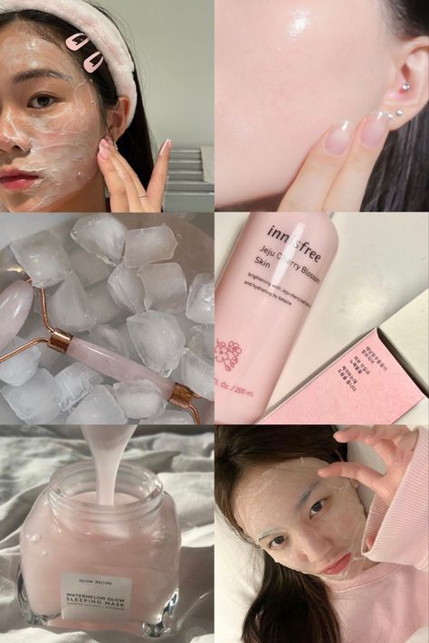 pink skin care Clear Korean Skin, Korean Selfcare Aesthetic, Skincare Korean Aesthetic, Korean Skin Aesthetic, Skin Care Items Aesthetic, Asian Clear Skin, Asian Self Care Aesthetic, Skin Care Vibes, K Skincare Aesthetic