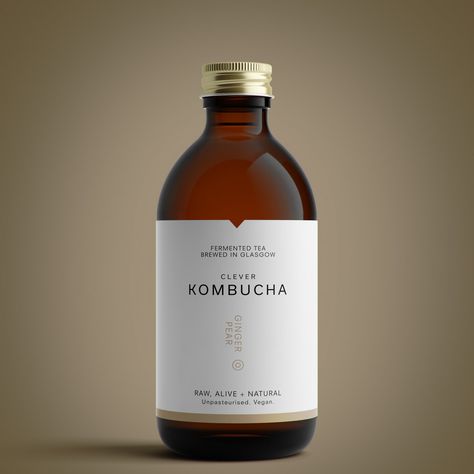 Minimalist Packaging Design, Kombucha Labels, Kombucha Brands, Kombucha Bottles, Drinks Packaging, Minimalist Packaging, Supplements Packaging, Fermented Tea, Product Branding