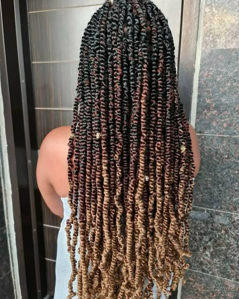 Two Tone Passion Twist, Passion Twist Color Ideas, Passion Twists Hairstyle With Color, Passion Twists Hairstyle, New Braided Hairstyles, Spring Twist Hair, Hair Braid Patterns, Afro Twist, Cornrows Braids For Black Women