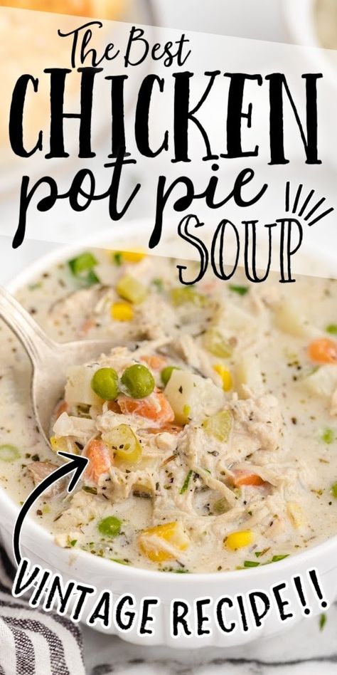 Easy Chicken Pot Pie Soup, Creamy Chicken Pot Pie Soup, Turkey Pot Pie Soup, Chicken Pot Pie Soup Recipe, Classic Chicken Pot Pie, 2023 Thanksgiving, Chicken Potpie, Crockpot Chicken Pot Pie, Chicken Soup Recipes Easy