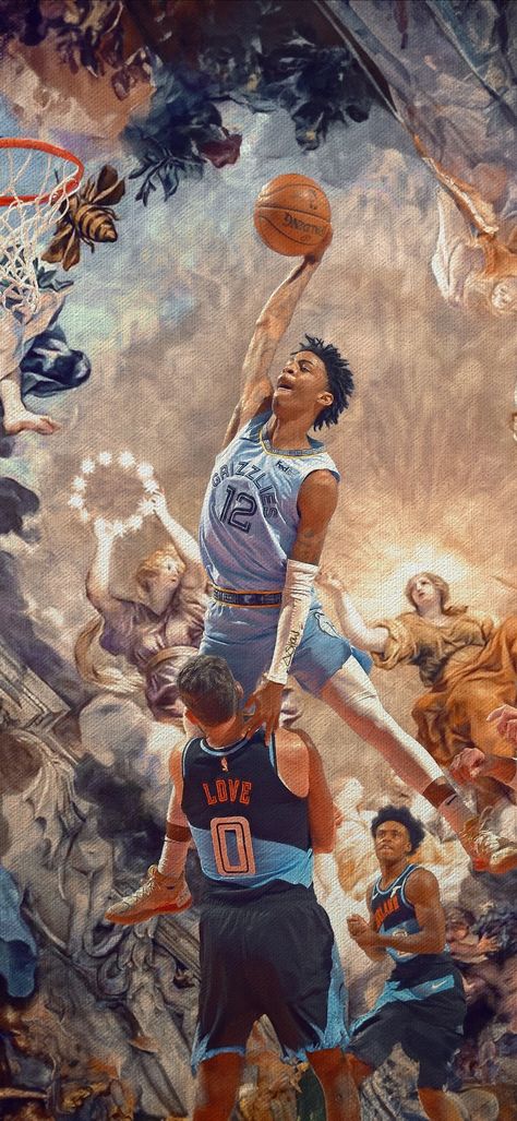 Nba Vintage Wallpaper, Ja Morant Wallpaper, Cool Basketball Pictures, Nba Aesthetic, Basketball Wallpapers, Nba Artwork, Nba Funny, Basketball Background, Nba Art