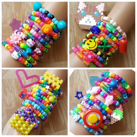 Harajuku Bracelet, Harajuku Decora Kei, Harajuku Decora, Bright Jewelry, Diy Kandi, Kandi Kid, Harajuku Outfits, Kandi Cuff, Kandi Bracelets