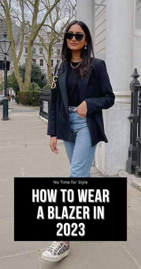 Outfit With A Blazer, Casual Outfits With Black Blazer, Blazer Shirt Outfit Women, Jeans With A Blazer For Women, Black Blazer And Jeans Outfit Women Casual, Ways To Wear A Black Blazer, Blush Blouse Outfit, 2023 Blazer Outfit, Womens Blazers 2023