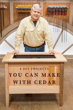 Are you looking for a new project to tackle outside using cedar? We’ve rounded up four DIY wood projects that will enhance your outdoor living space. #Cedar #DIY Cedar Wood Ideas, Cedar Projects Diy, Cedar Board Projects, Cedar Wood Crafts, Cedar Wood Projects Diy Ideas, Wood Projects That Sell Ideas, Cedar Wood Projects Diy, Pallett Ideas, Woodworking Projects Easy