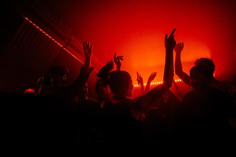 Cinematic Party Scene, Club Photography Nightclub, Party Cinematography, Concert Lights Aesthetic, Club Lights Aesthetic, Red Night Club, Red Light Photography, Night Party Aesthetic, Nightclub Photography