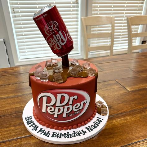 Dr Pepper Themed Cake, Dr Pepper Promposal Ideas, Dr Pepper Birthday Party Ideas, Crazy Birthday Cakes, Dr Pepper Cake, Birthday Lol, Daisy Cupcakes, Daisy Decorations, 13 Birthday