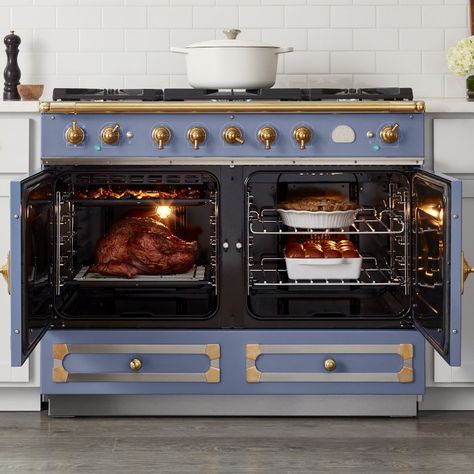 La Cornue CornuFé 110 Range | Williams Sonoma Ilive Range, Le Cornue Range Kitchen, High End Kitchen Design Luxe, Vintage Kitchen Inspiration, La Cornue Kitchen Interior Design, Range And Hood, La Cornue Kitchen, La Cornue Stove, French Stove