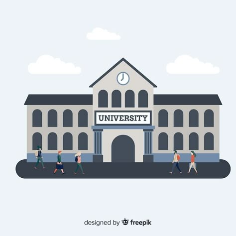 Vector flat university concept | Premium Vector #Freepik #vector #university #campus #student-character #university-education Notion Background, College Illustration, Life Mapping, Central Cafe, University Organization, Paper Camera, University Building, College Usa, Pink University