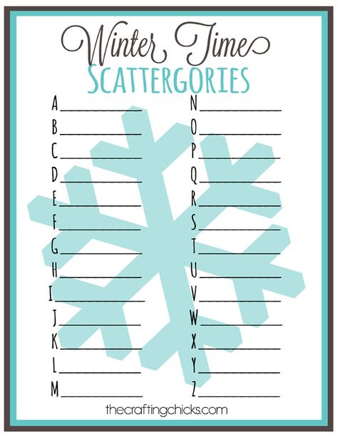 sm winter time scattergories January Writing Activities, Hard Dot To Dot, Scattergories Lists, Winter Party Games, January Writing, January Activities, Pumpkin Decorating Contest, Winter Words, Seasons Activities