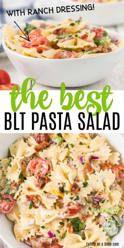 Blt Pasta Salad Recipe, Best Blt, Simple Baked Beans Recipe, Blt Pasta Salad, Bacon Lettuce Tomato, Bacon Ranch Pasta Salad, Blt Pasta, Blt Salad, Blt Pasta Salads