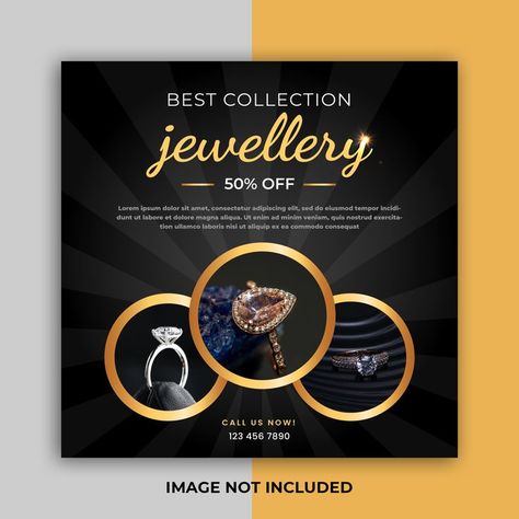 Jewelry Social Media Post, Square Flyer Design, Jewelry Social Media, Jewelry Banner, Jewellery Advertising, Photoshop Tutorial Typography, Poster Design Layout, Creative Design Agency, Flyer Design Layout