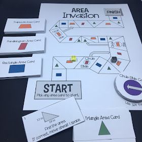 Area Math Games, Area Math Activities, Area Of Shapes, 6th Grade Math Games, Math Board Games, 6th Grade Math, Math Board, Maths Area, Algebra Activities