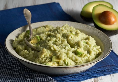 Mashed Cauliflower with California Avocado | California Avocados Avocado Mash, Potato Substitute, Monounsaturated Fats, Dietitian Recipes, Fresh Tortillas, Onion Vegetable, Steamed Cauliflower, Mash Recipe, Homemade Guacamole