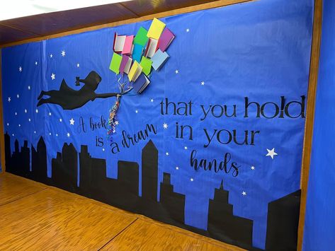 Disney Reading Bulletin Boards, Disney Bulletin Boards Classroom Themes, Reading Is Magical Theme, Reading Bulletin Boards Elementary, Storybook Classroom, Pixar Classroom, Magic Classroom, Disney Reading, Disney Bulletin Boards