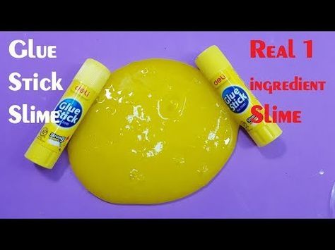 Glue Stick Slime With 2 Ingredient Easy!! Glue Stick Slime No Borax or Shaving Cream - YouTube Slime Recipe Easy 2 Ingredients No Glue, Glue Stick Slime, Slime With Out Glue, 1 Ingredient Slime, Slime With Shaving Cream, Make Slime For Kids, Make Slime At Home, 2 Ingredient Slime, Elmers Glue Stick