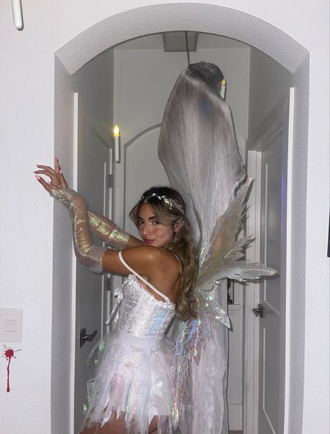 Halloween Fairy Costume Inspo | Fairy costume for halloween Fairy Costume Halloween Women, Fairy Costumes For Women, Fairy College Costume, Women Fairy Costume Halloween, Sparkly Fairy Costume, Winter Halloween Costumes Women, Glitter Fairy Costume, Silver Fairy Costume, Womens Fairy Costume Diy