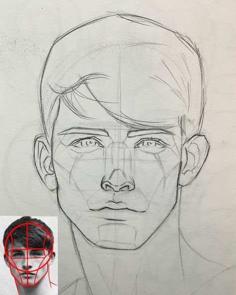 Male Art Drawing Reference, Drawing Ideas Male Face, Heads Drawing Tutorial, Male Face Art Reference, Men Head Drawing, Mens Face Drawing, Face Study Drawing Anatomy, How To Draw Heads Tutorial, How To Draw A Man Face