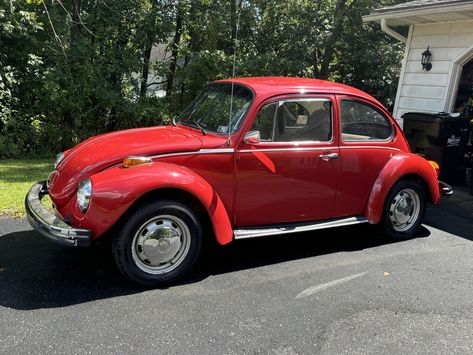 Sold - This 1974 Volkswagen Super Beetle is offered for sale at no reserve.Power comes from an air-cooled, fuel-injected 1.6-liter OHV flat-four engine.The engine was factory rated at 43... 1970 Volkswagen Beetle, 1973 Vw Beetle, Restored Vw Beetle, 1971 Vw Super Beetle, Vw Super Beetle 1974, Steel Rims, Vintage Volkswagen, Red Interiors, S Car