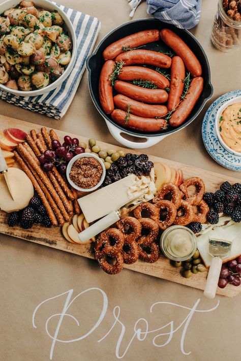 Oktoberfest Party Ideas Oktoberfest Beer Tasting Party, Classy Oktoberfest Party, Oktoberfest Charcuterie Board Ideas, Oktober Fest Party Ideas, Octoberfest Birthday Party Ideas, October Fest Party Ideas Food, Harvest Party Food Ideas, Oktoberfest Menu Ideas, Oktoberfest First Birthday Party