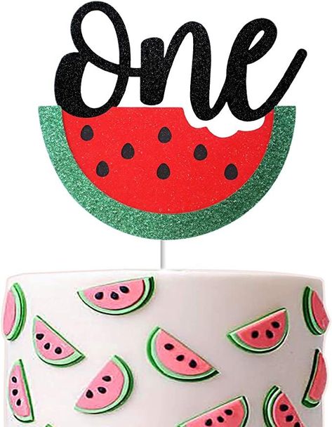 One Weatermelon Cake Topper,One In A Melon First Birthday Cake Decor, Summer Tutti Frutti Hawaiian Happy 1st Birthday One Years Old Party Decorations Watermelon Cake Topper, Watermelon Cake Recipe, Colourful Cake Decoration, Fruit Cake Design, Birthday Cake Decor, Melon Cake, Baby Shower Fruit, Cake Design Inspiration, Fruity Cake