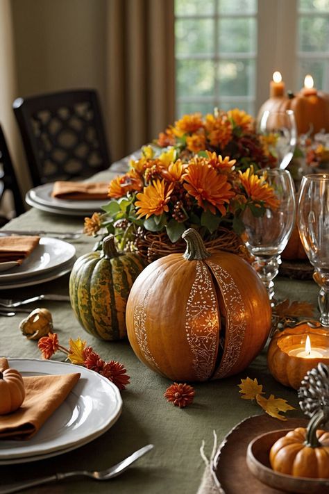 Capture the spirit of Thanksgiving with 25 easy DIY table decor projects. Simple yet festive, these decorations will help you create a cozy and memorable table. #ThanksgivingDIY #FestiveSeason #TableProjects Easy Diy Table, Apple Candle Holders, Diy Thanksgiving Decorations, Thanksgiving Decorations Diy Table, Cranberry Candles, Table Presentation, Mason Jar Candle Holders, Thanksgiving Table Decor, Thanksgiving Decorations Diy