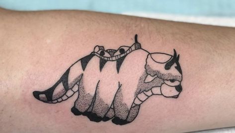 Appa from avatar: the last air bender tattoo by- burdxturd on insta🌫 The Last Air Bender Tattoo, Last Air Bender Tattoo, Air Bender Tattoo, Appa Avatar Tattoo, Appa Tattoo Design, Bender Tattoo, Appa Tattoo, Appa From Avatar, Tatuaje Studio Ghibli