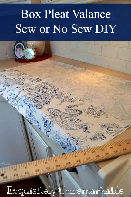 Box Pleat Valance Sew Or No Sew Valance Patterns How To Make, Sewing Curtains Valance, Curtain Box, Box Pleat Valance, Diy Valance, Valance Patterns, Window Treatments Bedroom, No Sew Curtains, Valance Window Treatments