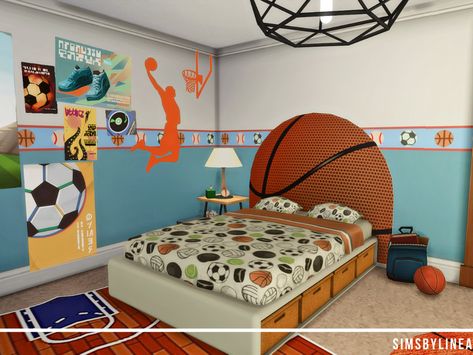 The Sims Resource - Sporty Bedroom Sims 4 Sporty Bedroom, Sims 4 Boys Room Cc, Sims 4 Cc Furniture Clutter Bedroom, Sims 4 Boy Room Cc, Sims 4 Teen Cc Furniture, Sims 4 Cc Furniture Bedrooms Teens Boys, Sims 4 Basketball Cc, Sims 4 Cc Boys Room, Sims 4 Cc Kids Bedroom