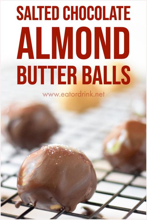 Almond Butter Balls, Almond Butter Chocolate, Allergy Friendly Desserts, Chocolate Almond Butter, Grain Free Desserts, Butter Balls, Chocolate Almond, Salted Chocolate, Paleo Vegan