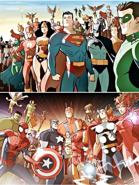 Marvel X Dc Crossover, Dc And Marvel Crossover Art, Dc Marvel Crossover, Marvel X Dc, Marcio Takara, Dc Vs Marvel, Dc Crossover, Dc Comics Vs Marvel, Marvel And Dc Crossover