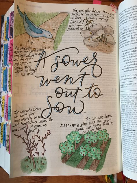 Matthew 13:3 bible journaling Matthew 13:24-30, Matthew 13 Bible Journaling, Matthew 5 Bible Journaling, Matthew Bible Journaling, Bible Journaling Matthew, Biblical Journaling, Bible Journal Matthew, Commonplace Journal, Bible Plans