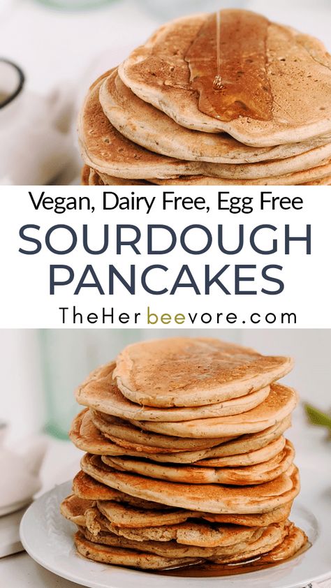 Pancakes Sourdough, Sourdough Starter Pancakes, Egg Free Pancakes, Sourdough Pancakes Recipe, Brunch Pancakes, Sourdough Starter Discard, Family Friendly Breakfast, Dairy Free Pancakes, Vegan Pancake Recipes