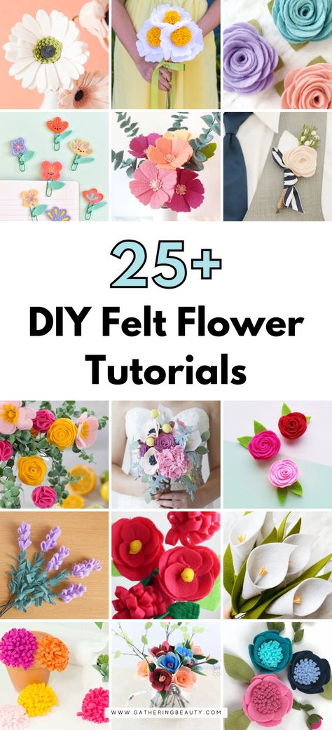 25+ DIY Felt Flower Tutorials — Gathering Beauty Felt Sheet Flowers, Felt Patterns Free, Felt Crafts Flowers, Crochet Hair Band, Crafty Flowers, Felt Flower Template, Easy Felt Crafts, Flowers Paper Craft, Felt Flowers Patterns