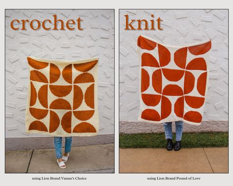 MCM Throw (Knit) – Knitting Pattern for Blanket Inspired by Mid-Century Art - Knits 'N Knots Mid Century Crochet Blanket, Mid Century Modern Blanket, Mid Century Modern Crochet Blankets, Mid Century Modern Crochet, Fun Knitting Projects, Simple Knitting Projects, Blanket Pattern Knitting, Throw Knitting Pattern, Knitted Art