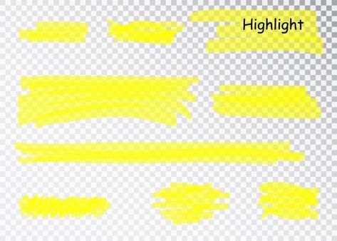 Highlights Marker, Pen Tool Illustrator, American Kitsch, Highlighter Marker, Yellow Highlighter, Yellow Pen, Cosmetics Banner, Stick Notes, Yellow Watercolor