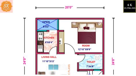 20x24 House Plans, 20x30 House Plans, Living Hall, Like Share Subscribe, House Elevation, Interior Home, Home Plan, Small House Design, House Plan