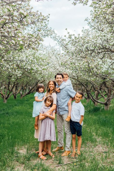 Cherry Blossoms Family Photoshoot, Apple Blossom Photography, Family Photos Cherry Blossoms, Flower Farm Family Photos, Apple Blossom Photo Shoot Family, Peach Orchard Photoshoot, Almond Blossom Family Photos, Apple Blossom Family Pictures, Family Apple Orchard Pictures